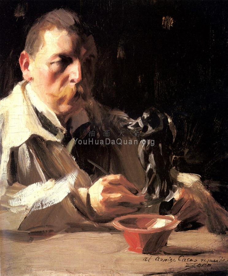 Self Portrait with Faun and Nymph - 安德斯·左恩